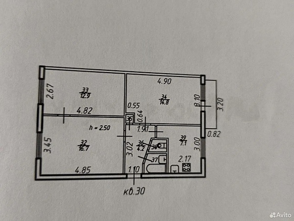 3-к. квартира, 65 м², 5/5 эт.
