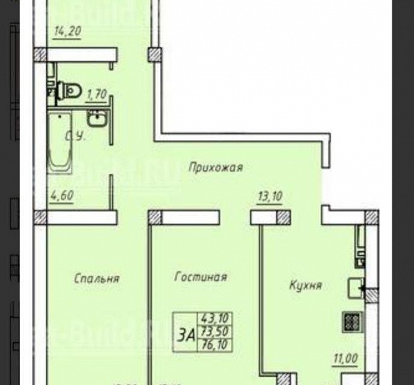 Продажа 3-к квартиры, 76.1 км.м., 9/10 этаж