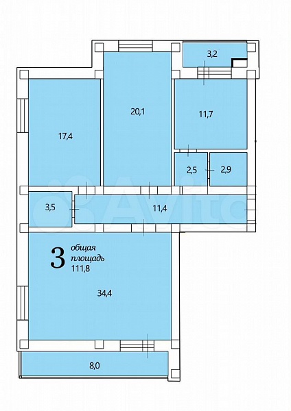 3-к. квартира, 106,1 м², 8/9 эт.