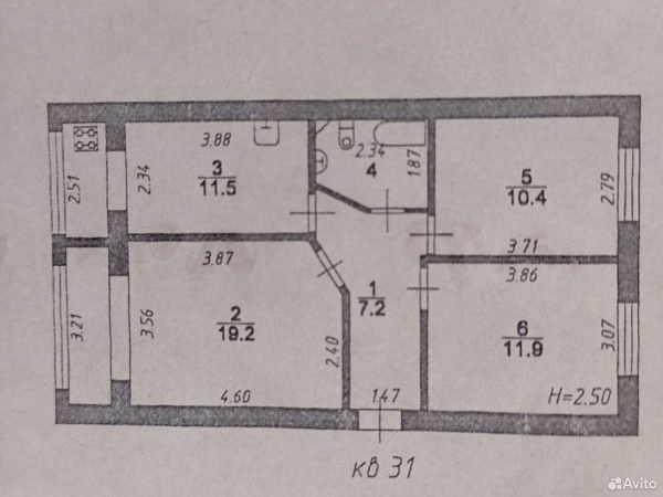 3-к. квартира, 64,2 м², 5/6 эт.