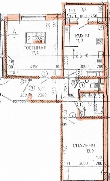 2-к. квартира, 54,1 м², 16/16 эт.