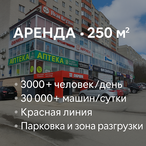 Аренда торговой площади 250 м² в ТЦ «МЖК» — высокая проходимость.