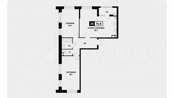 2-к. квартира, 76,9 м², 8/24 эт.