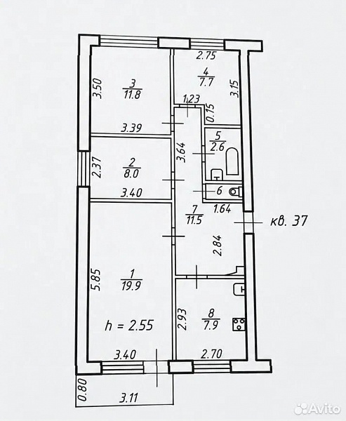 4-к. квартира, 70,6 м², 10/10 эт.