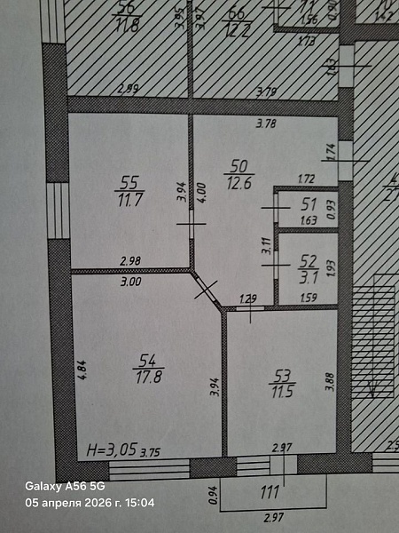 2-к. квартира, 60 м², 3/4 эт.