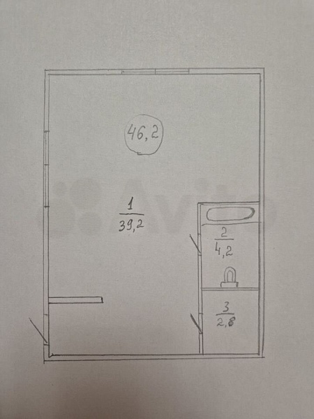 Квартира-студия, 46,2 м², 1/1 эт.