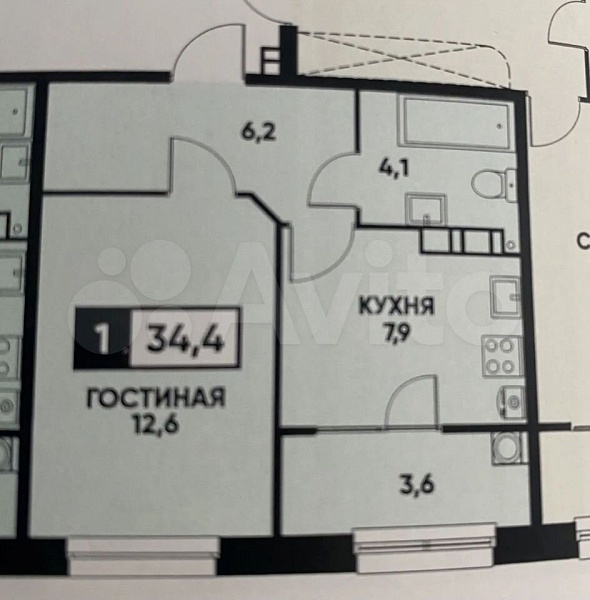1-к. квартира, 30,8 м², 8/8 эт.